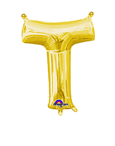 Gold Letter "T" Mylar 16 Inch Balloon
